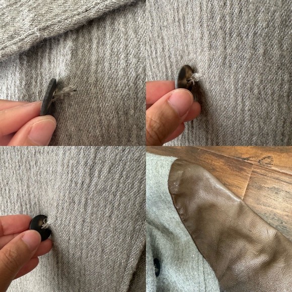 HELMUT LANG Willowed Felt Wool Coat with Leather Sleeve in Flax - Picture 10 of 15